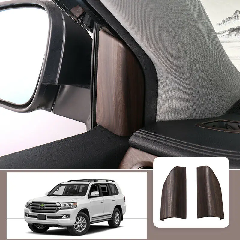 For Toyota Highlander 2015-2019 ABS Wood grain Front triangle A-pillar L&R Moulding Cover Trim Car Accessories 2Pcs