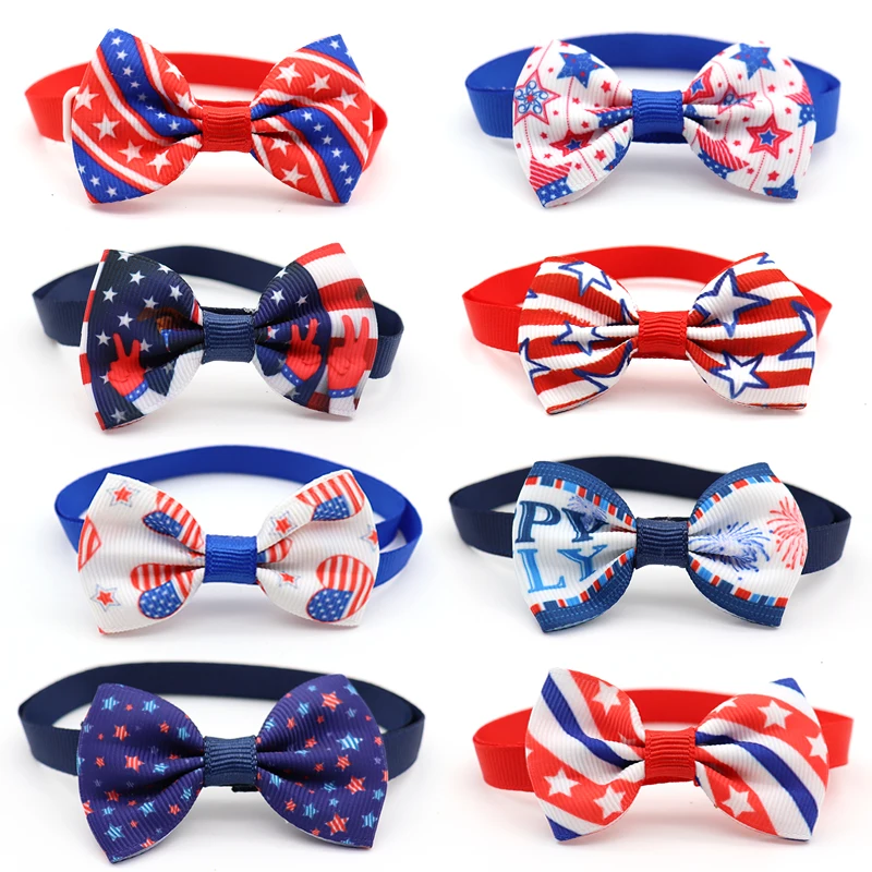 30 Pcs New Dog Grooming Accessories 4th of July USA Independence Day Pet Dog Bow Tie Necktie Dogs Accessories Pet Product