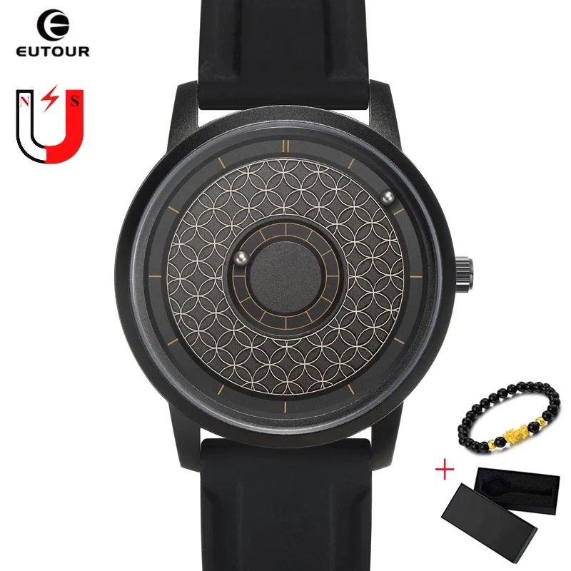 Orologio da polso al quarzo di marca di lusso da uomo con sfera magnetica EUTOUR orologi da polso da uomo impermeabili orologio da uomo tempo