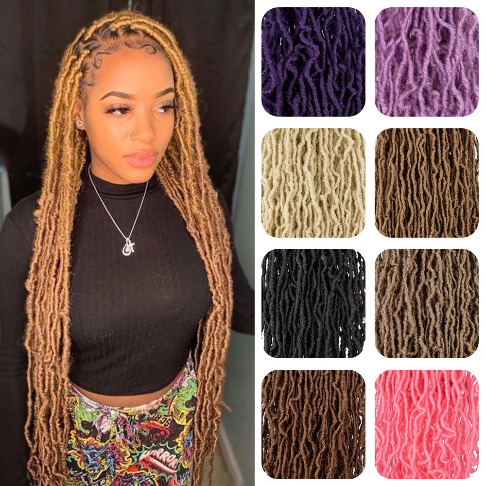 Silike Nu Locs Synthetic Crochet Hair 36 inch Purple Faux Locs Extension Soft Goddess Braiding Dreadlocks Hair For Black Women