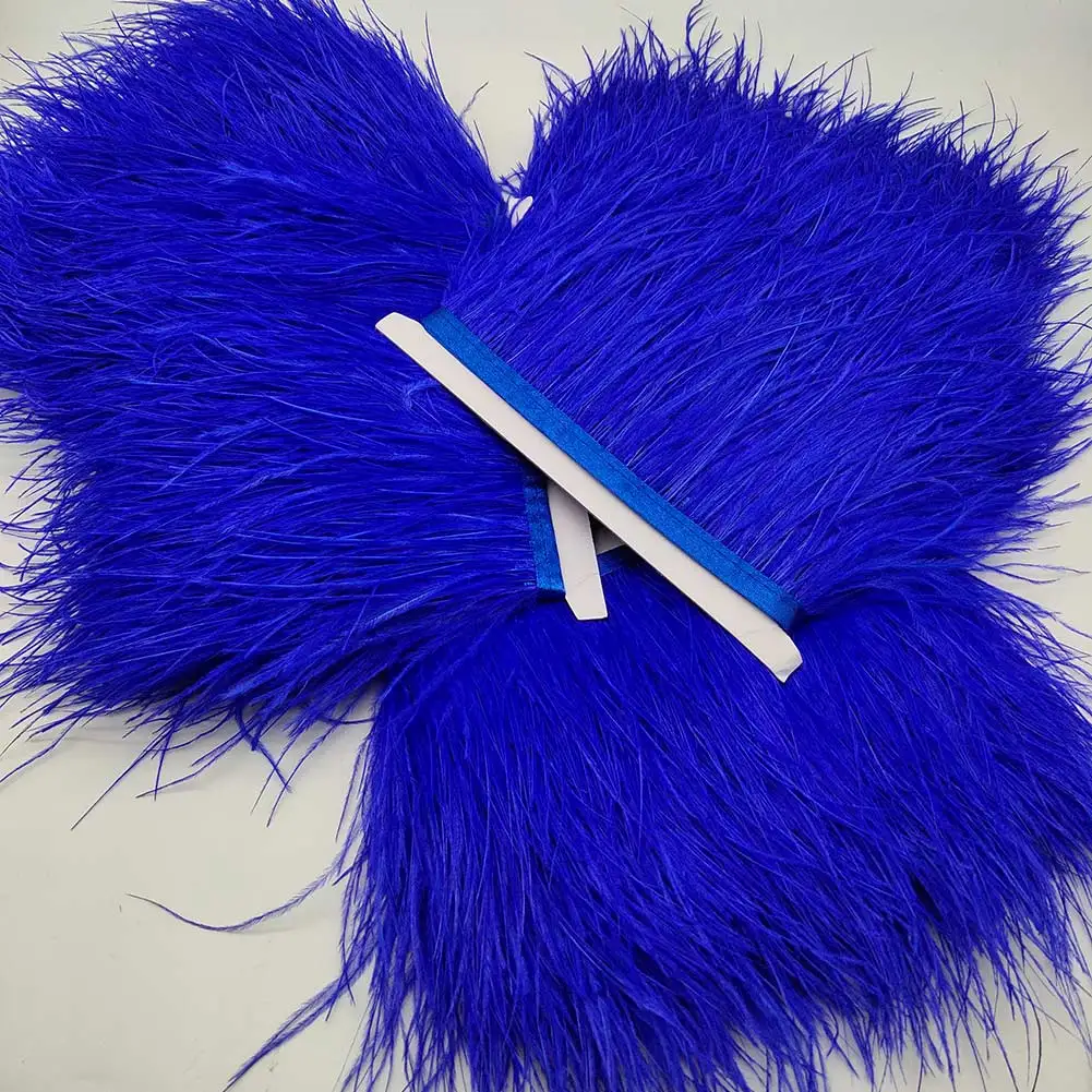 10Yard High Quality Royal Blue Ostrich Feather Trim Fringe Feather Ribbon 8-10CM/3-4Inch Width Sewing Crafts Costumes Decoration