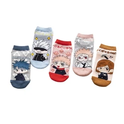 Calzini corti di Halloween Anime Jujutsu Kaisen Cosplay calzino in cotone Kawaii Character Crew Socks calzini da barca