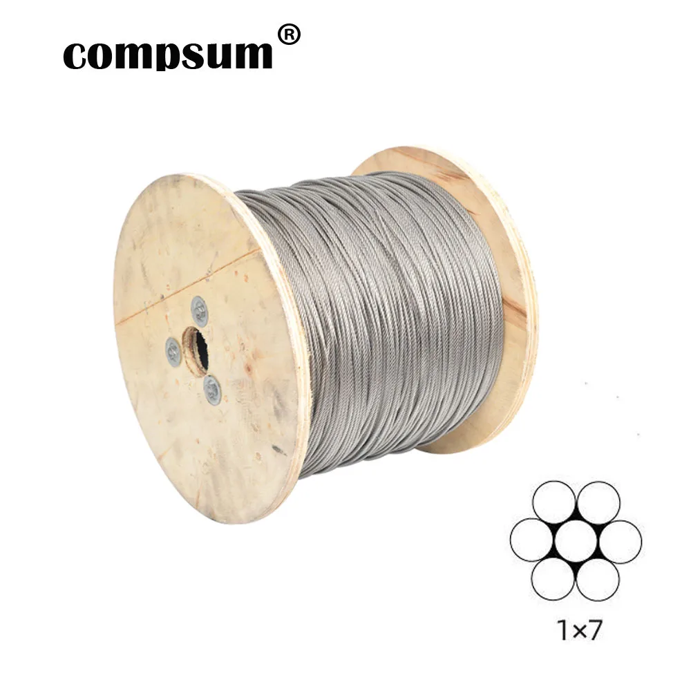 304 stainless steel wire rope 0.3mm 0.4mm 0.5mm 0.6mm 0.8mm 1X7 structure