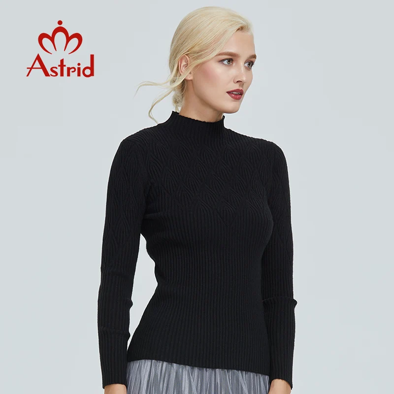 Astrid 2023 Autumn new arrival women sweater top beige plaid slim fashion high quality pullovers elegant crop  sweater MS-007