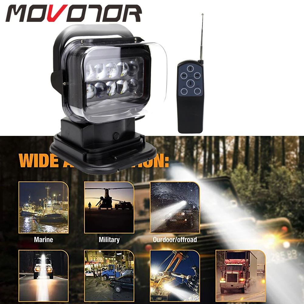 Wireless 360 Degree Rotating 12V/24V Offroad LED Searchlight 1 Set for Boat Flashing Hunting