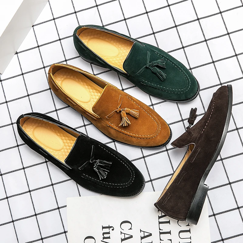 

2022 Tassel Men Casual Shoes Luxury Designer Leather Party Loafers Office Shoes For Men Driving Moccasins Slip On Big Size 48