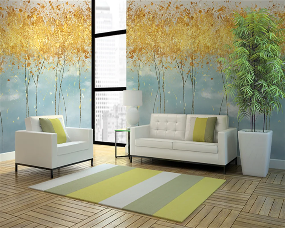 beibehang Custom modern new bedroom living room decoration painting fashion golden tree wallpaper wall papers home decor