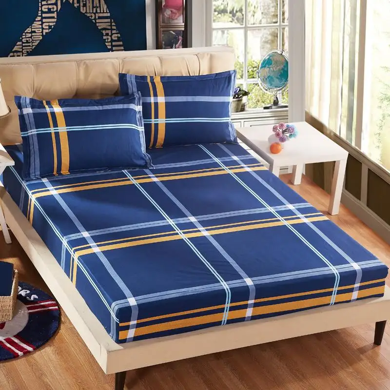 

82 1pc 100%Polyester Bed Fitted Sheet Mattress Cover Printing Bedding Linens with Elastic Band Double Queen