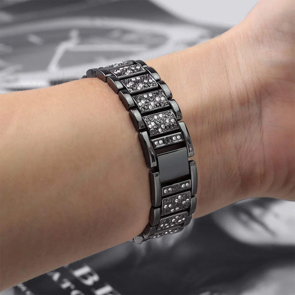 20mm 22mm Diamond Strap For Garmin Venu 2 Move 3 Active S Forerunner 55 245 645 Vivoactive 4 Bracelet Women's jewelry Wrist Band