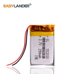 lithium polymer battery 552030 3.7v 290MAH discharge Wholesale For MP3 MP4 Smart watch toys DVR Sports CVR-A7310 CVR-A7510 V.2
