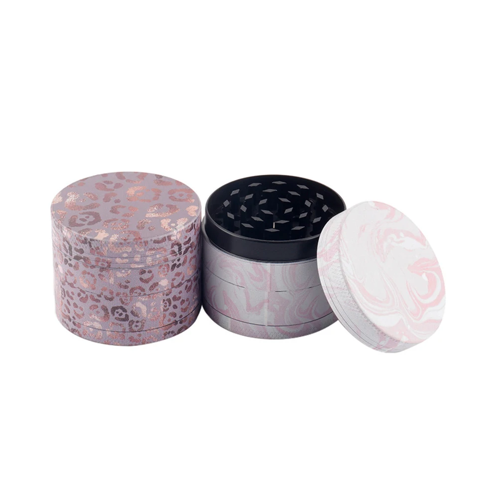 Pink Leopard Herb Tobacco Grinder Metal Spice Crusher Zinc Alloy Portable Miller Smoking Accessories Women Girls Gifts