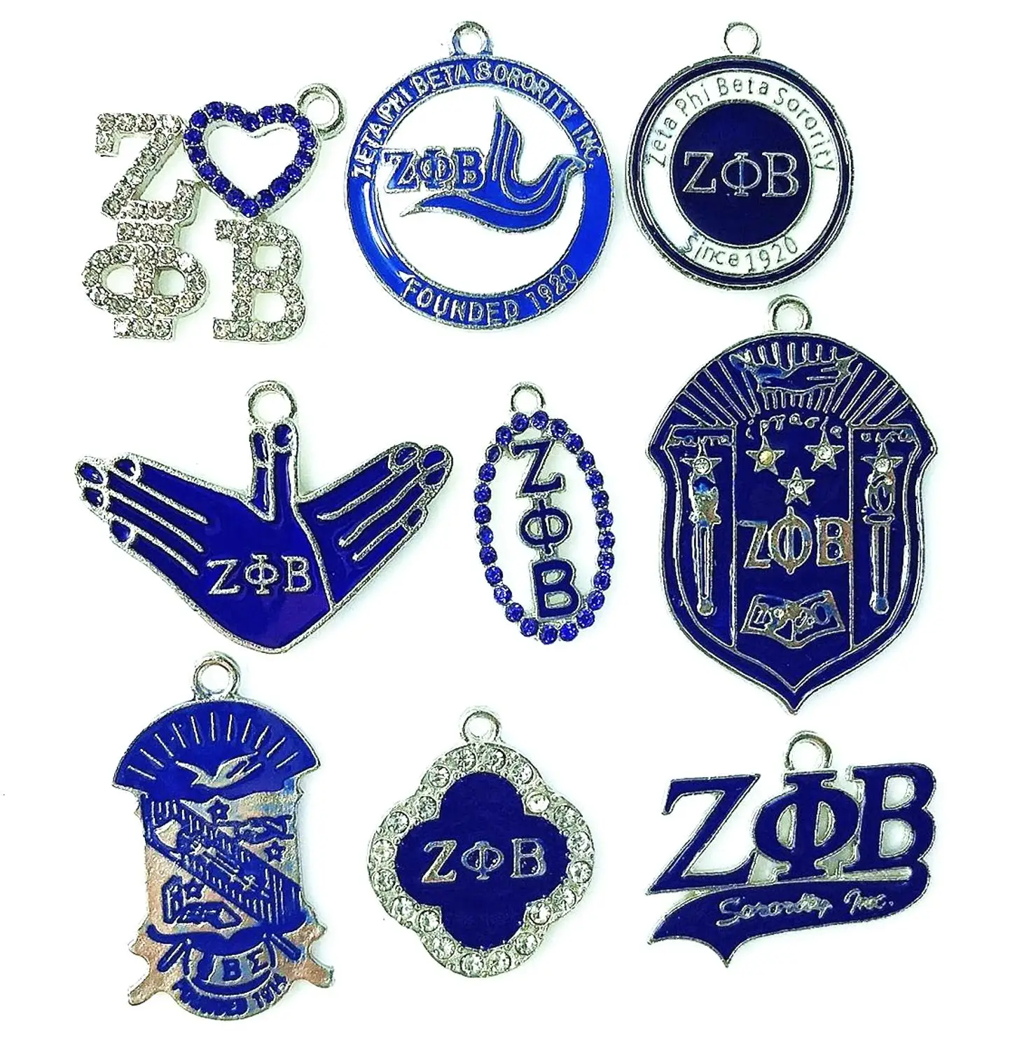 Mix Style ZETA PHI BETA Sorority Dangle Charms Pendant Fit DIY Earrings Bracelet Necklace For Women Men Jewelry Making