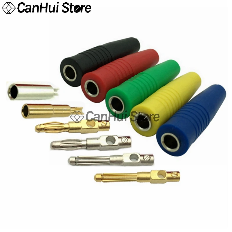 5pcs 4MM Banana Plug Audio Speaker Connectors Amplifier Speaker Binding Post 4mm Banana Jack Plug For Cable Terminals
