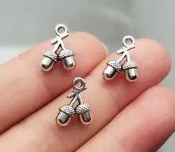 40pcs/lot--11x15mm Antique Silver Plated Acorn Charms Christmas Winter Pendants For DIY Earring Supplies Jewelry Accessories