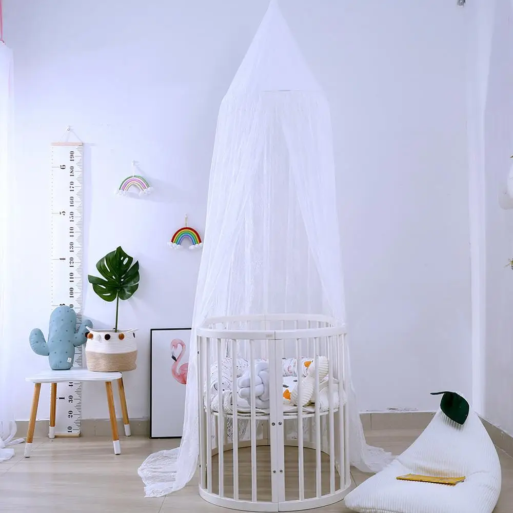 Elegant Lace Baby Canopy Netting Curtain Dome Mosquito Baby Crib Mosquito Nordic Nursery Room Hanging  Bed Canopy for Kids