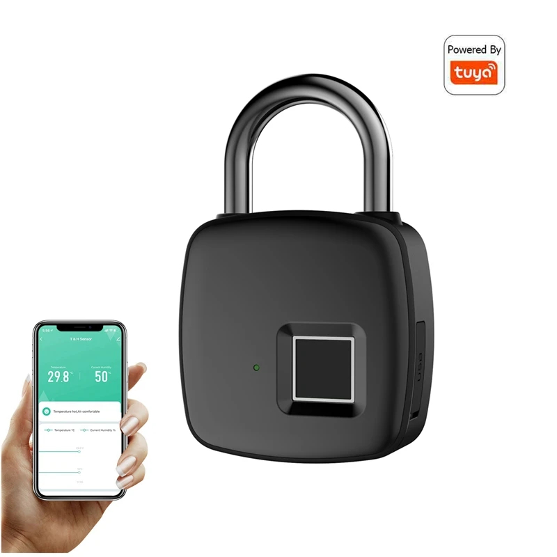 

Tuya Fingerprint Padlock Lock Bluetooth Smart Padlock Mini Portable Biometric Padlock With USB Charging For Locker Luggage Gym