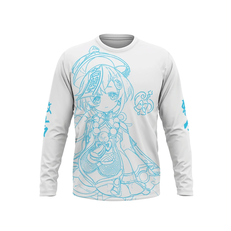 Game  Klee Keqing Hutao Mona Qiqi Cosplay Spring Autumn Polyester 3D Print Round Neck Long Sleeve T-shirt Sweater