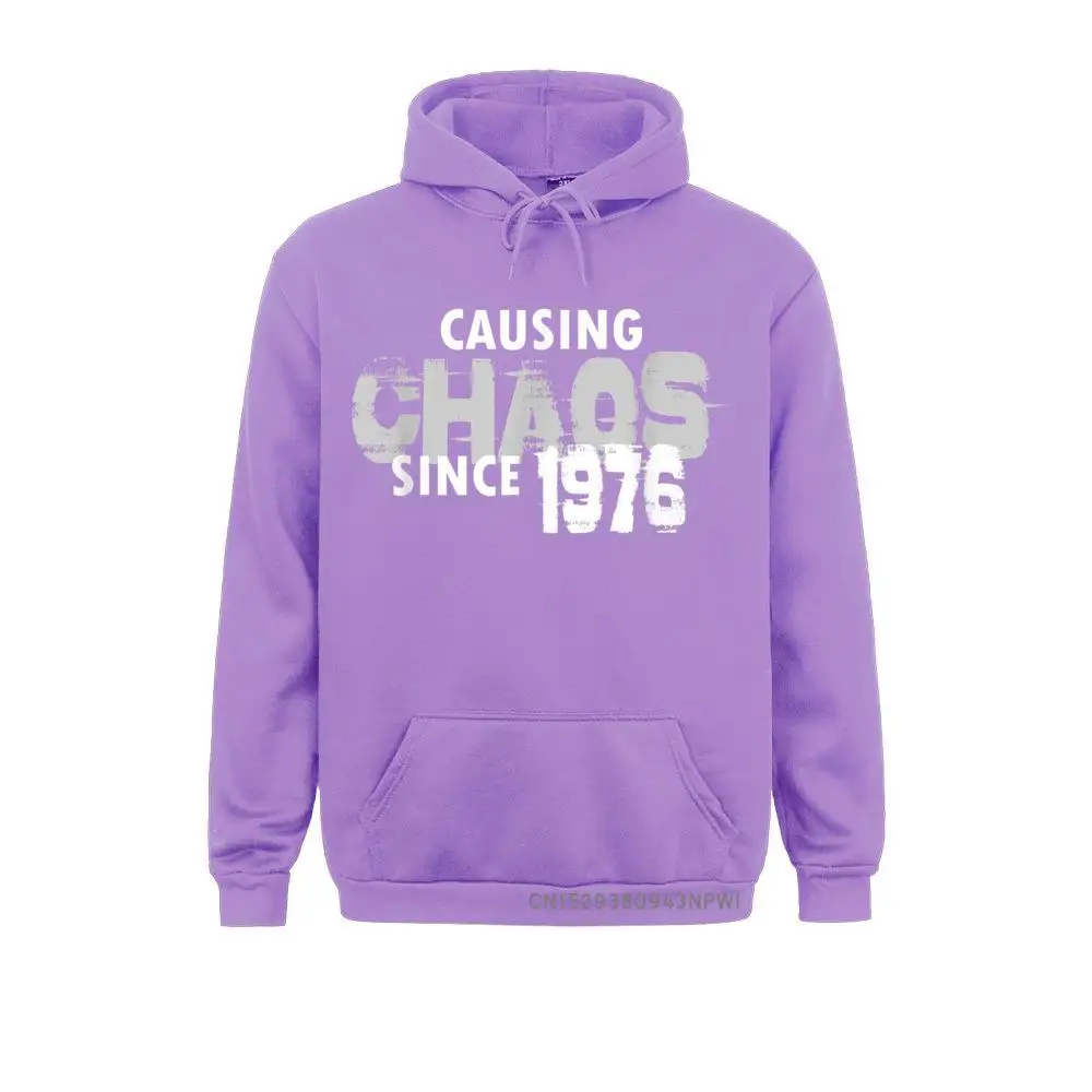 Causando caos desde 1976 pulôver engraçado 43rd aniversário hoodie normal hoodies inverno masculino camisolas roupas de impressão especial