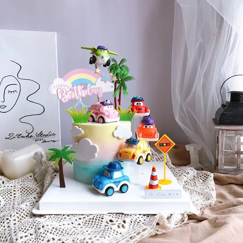 6 Teil/satz Cartoon Rückkehr Auto Flugzeug Dekoration Transport Kuchen Topper für jungen kinder Geburtstag Party Backen Liefert Geschenke