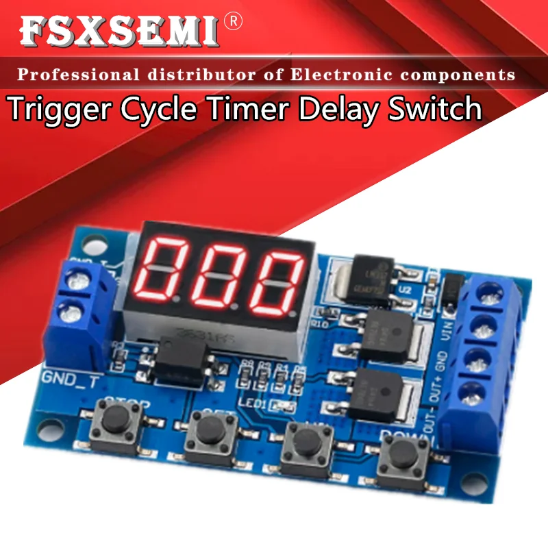 Trigger Cycle Timer Delay Switch 12 24V Circuit Board Dual MOS Tube Control Module Timing Control Module
