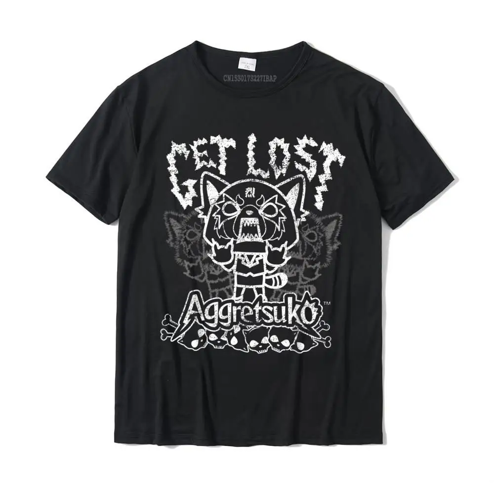 Aggretsuko-Camiseta de algodón para hombre, prenda de vestir, de talla grande