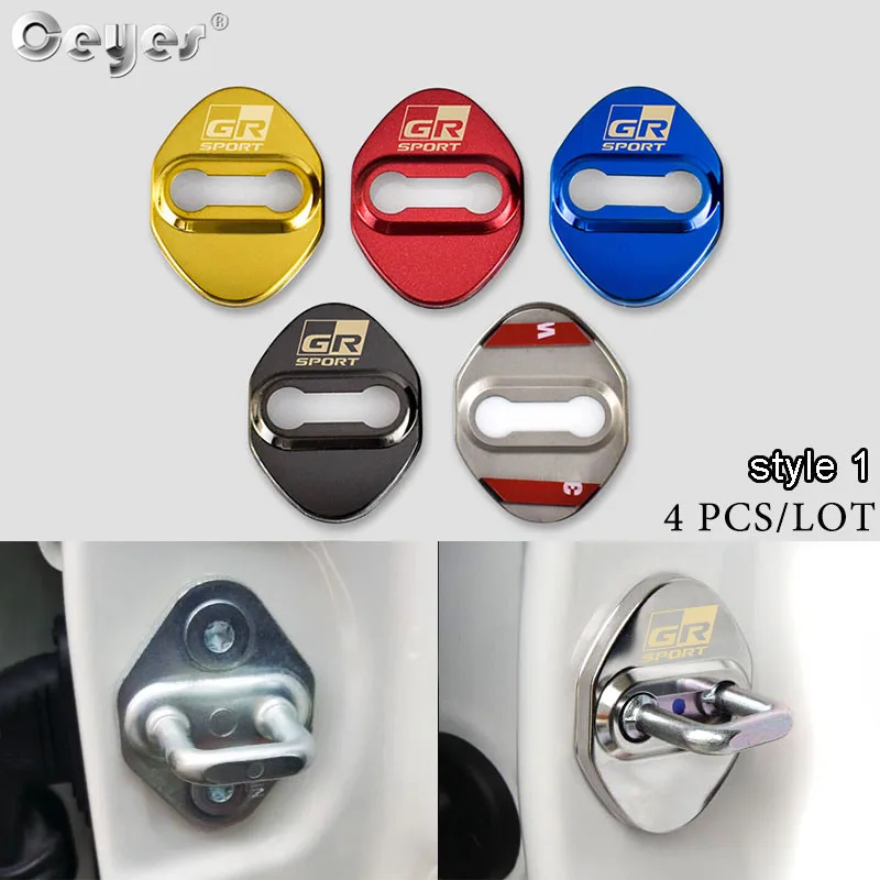 Ceyes 4pcs Car Styling Accessories Auto Door Lock Buckle Cover Case For Toyota Gazoo Racing Prius Yaris Corolla Rav4 For Lexus