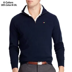 High Quality 100% Cotton Autumn Winter Mens Long Sleeve Turtleneck Sweaters Casual Knitted Clothes Thick Coats Fashion Male Tops