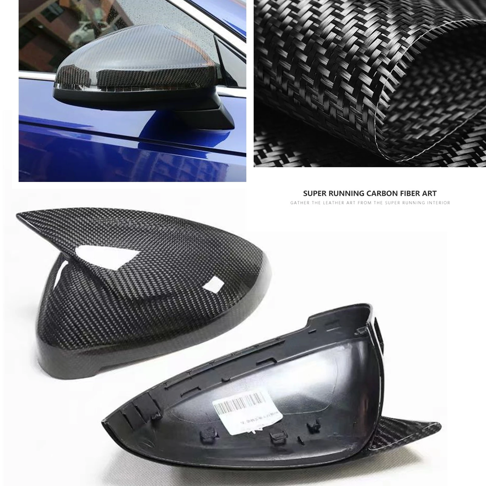 Mirror Cover For Audi RS4 S4 A4 B9 2017-2020 A5 S5 RS5 W/ Lane Assist Real Carbon Fiber Rear View Cap Rearview Shell Replacement