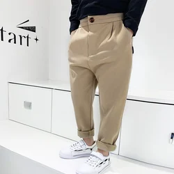 2021 Korea Boys SUIT PANTS School Kids Casual Button Trousers Clothes Children Formal Pants Brand Fashion costume