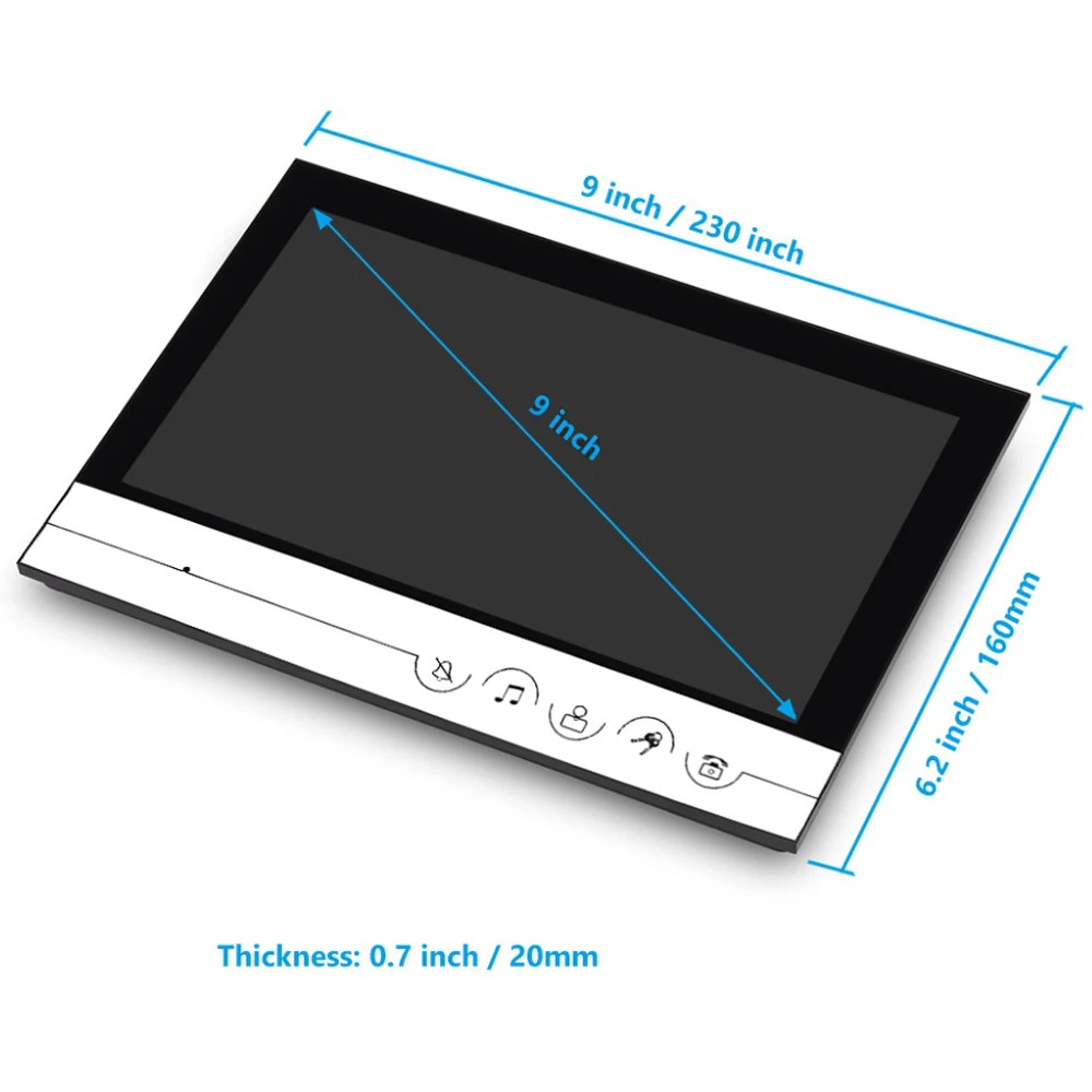 9 Inch Video Door Phone System Wired Video Intercom Video Doorbell Alloy IR Camera Remote Unlock 1 Camera / 2 Monitor