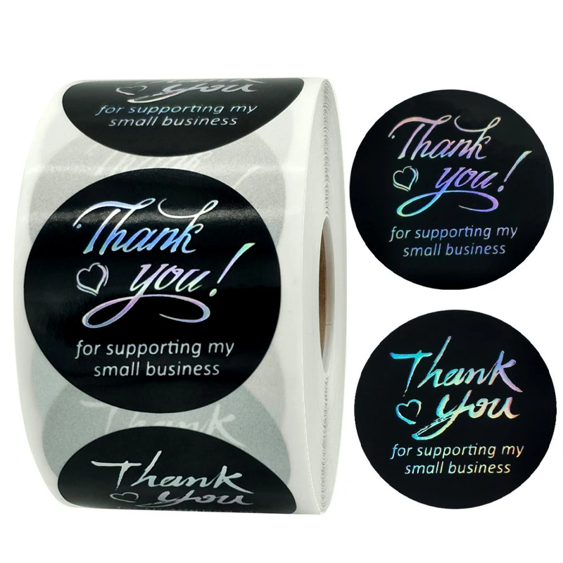 

500Pcs/roll Hot Silver Thank You Sealing Sticker Self-adhesive Label Color Change Stickers 3.8cm