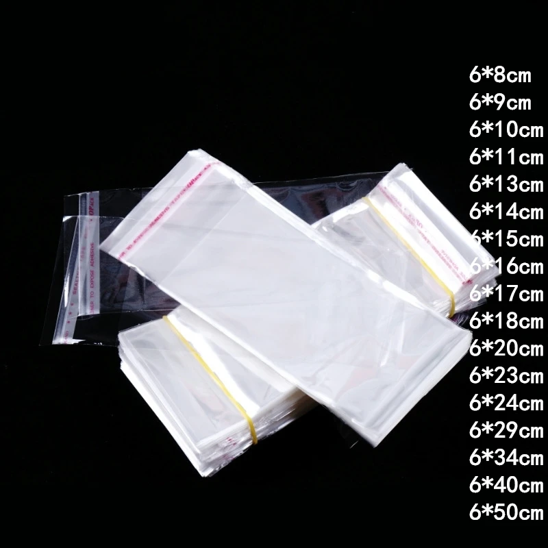 

1000pcs 6cm Wide Plastic Bag Transparent Self Adhesive Bags Card Jewelry Food Candy Gift Packing Long Pen Packaging Bags Decor