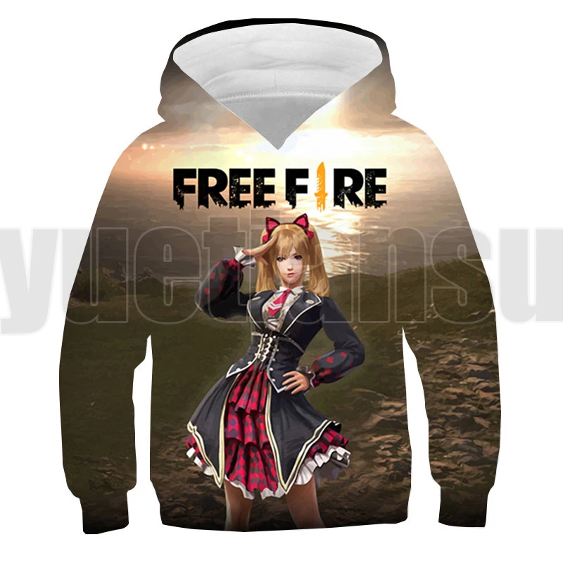 Hot Game Free Fire Garena Roupa Angelical 3D Hoodies Tops Children Oversized Pullover Kids Cool Coat Jacket Harajuku Sweatshirt