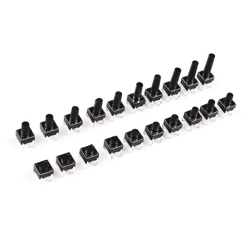 50PCS/LOT 6x6mm Tact Switch Push Button Switch 12V Copper 4PIN DIP Micro Switch For TV/Home Use Button 6*6 6*6*4.3/5/6/7-13MM