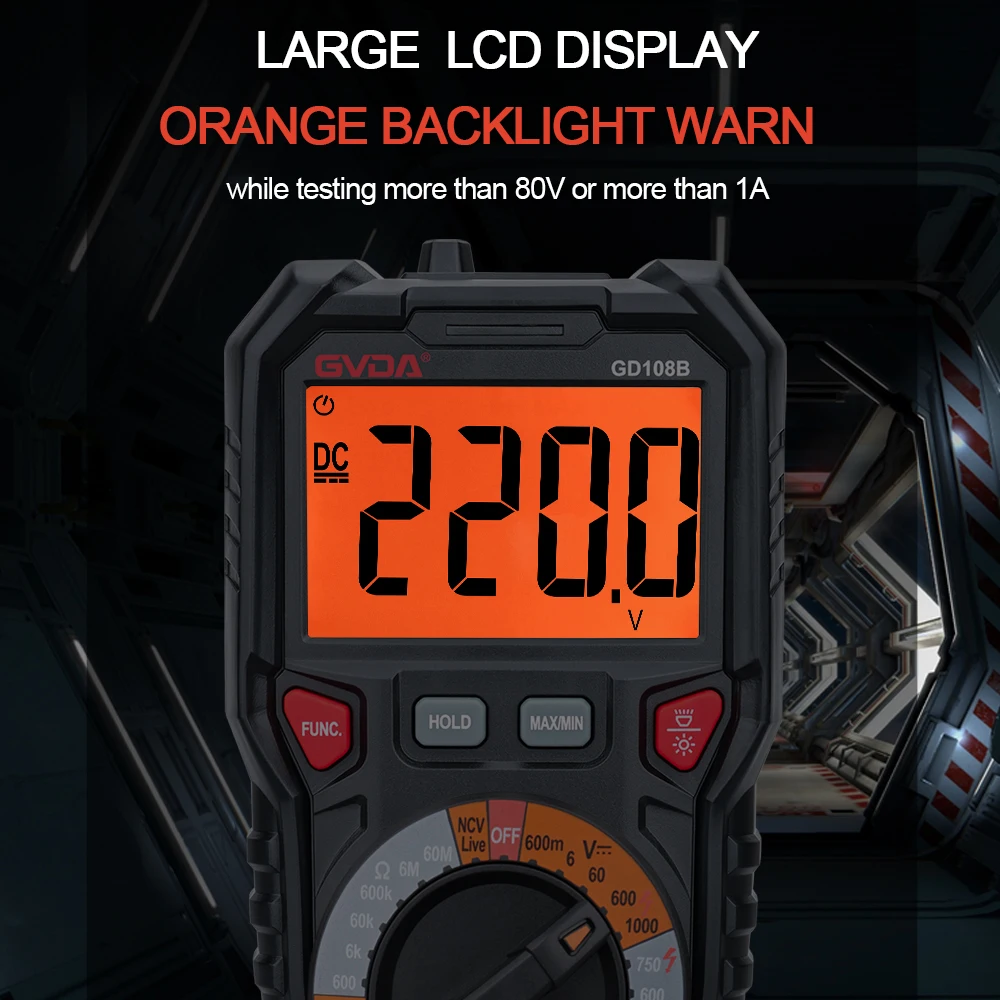 GVDA Digital Multimeter Auto Range DMM Voltmeter True RMS AC DC NCV Ohm Hz Voltage Meter Smart Ammeter Capacitance Tester