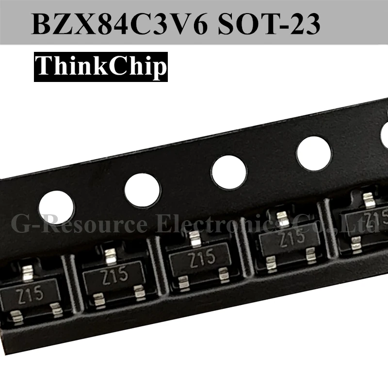 (100個) BZX84C3V6 sot-23 smd電圧安定化ダイオード3.6v (マーキングZ15)