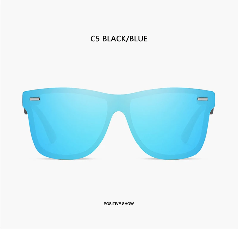 Luxus Quadratische Polarisierte Sonnenbrille Männer Frauen Mode einteilige Sonnenbrille Unisex Vintage Spiegel Blau Fahren Reisen Shades – Detail 14