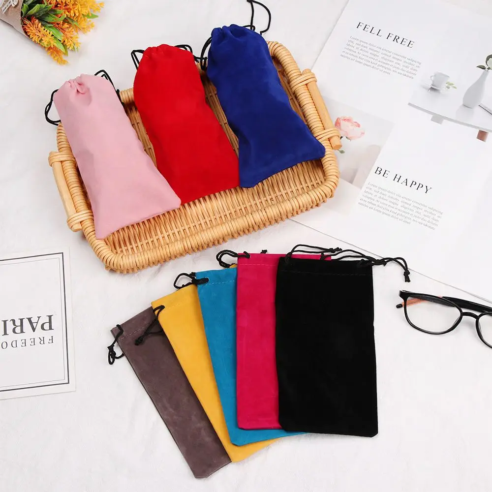 1PC Sunglasses Bags Solid Color Drawstring Pouch Bags Eyewear Accessories Soft Eyeglasses Bag