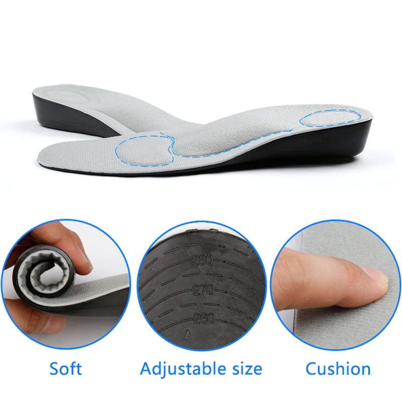 Memory Foam Sneakers Insole Arch Support Internal Increase Height Sport Insoles Elevator Heel Lift Insert Invisible Shoe Pads