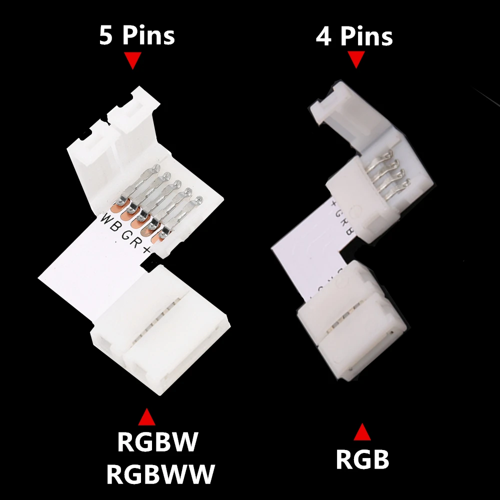 RGB 10mm RGBW LED Strip Connector 5pins 12mm L T X Shape Free welding Connector For 5050 RGB RGBW RGBWW LED Strip 5pcs/lot