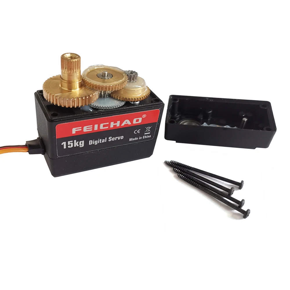 FEICHAO 로봇 서보 듀얼 액슬 메탈 기어 디지털 서보 모터, DIY 우수한 서보, 15KG, 180 270/360 도, 6.0-7.4V