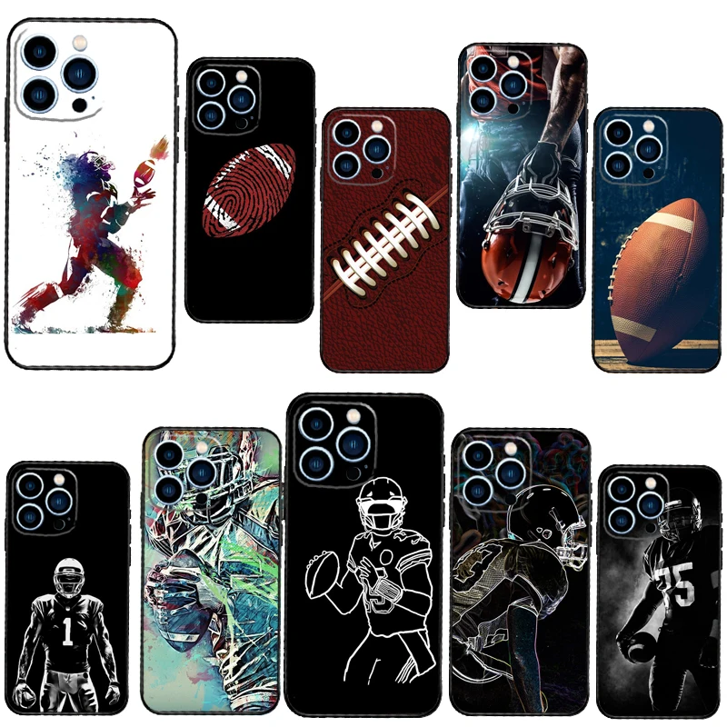 American football player sport Case For iPhone 13 Pro Max 12 Mini 11 14 15 XS MAX XR 7 8 Plus SE Silicone Phone Cover