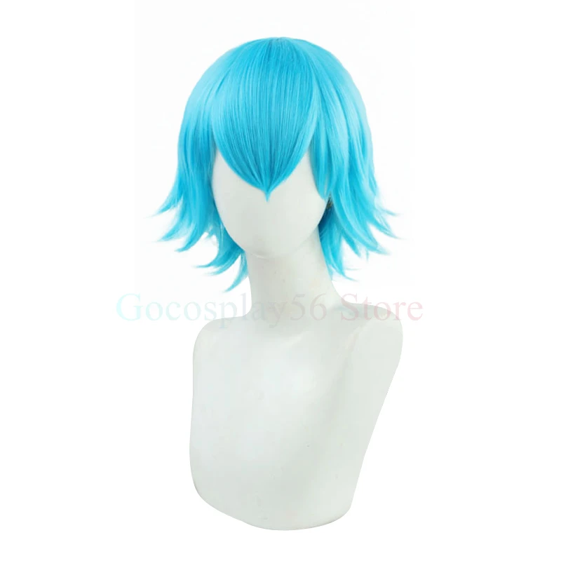 Cosplay Soutouin Manabu parrucca azzurro capelli corti lisci sintetici Anime