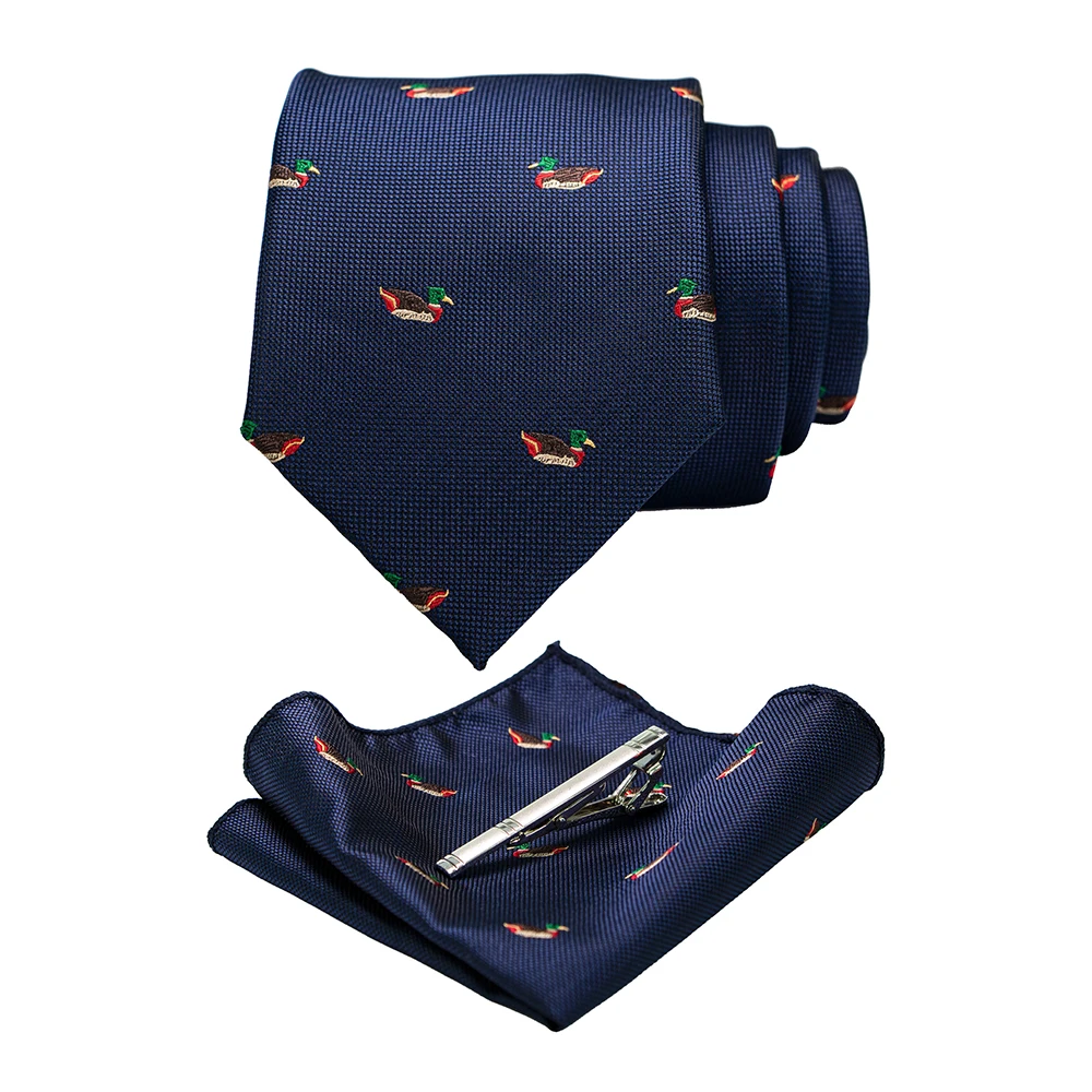 JEMYGINS 18 Styles Mens Wedding Tie Dinosaur Pattern 8cm silk Necktie pocket square handkerchief set Ties For Men business party