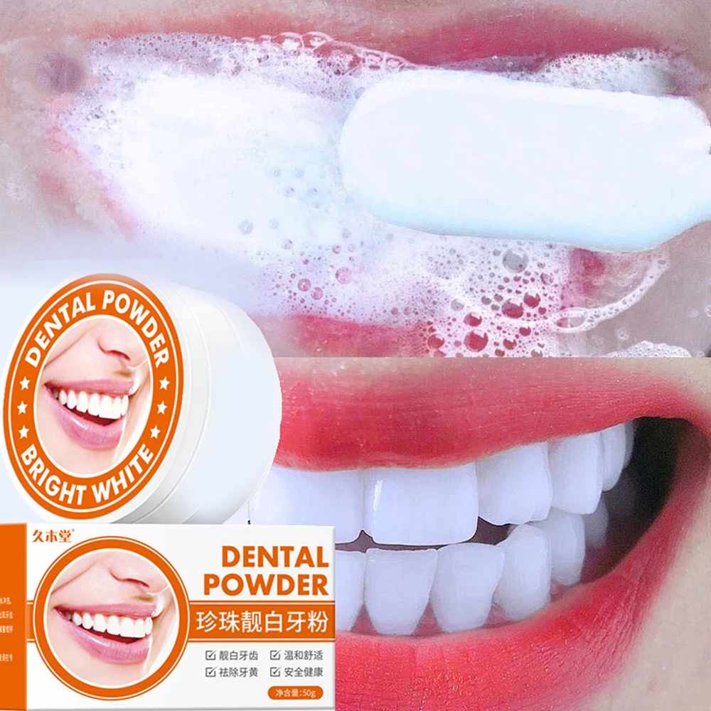 

Teeth Whitening Powder Remove Plaque Stains Toothpaste Dental Tools Brighten Teeth Cleaning Oral Hygiene Toothbrush 50g