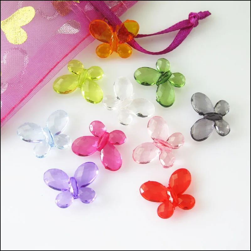 80 New Charms Plastic Acrylic Clear Butterfly Spacer Beads Mixed 13x17mm