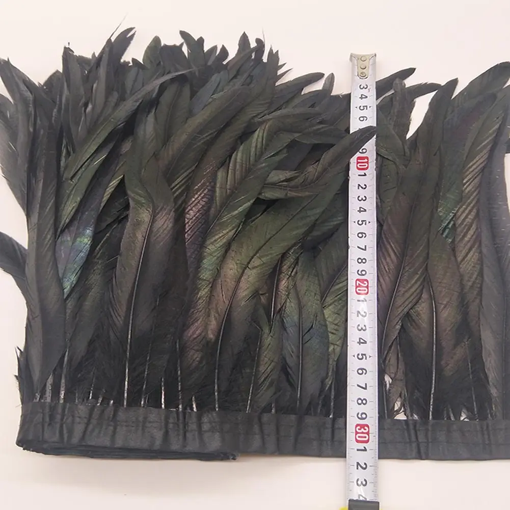 Wholesale 10Yards Rooster Tail Feather Trim Width 12-14 inches/30-35cm Craft tail Feather Fringe Trim Plume Ribbon