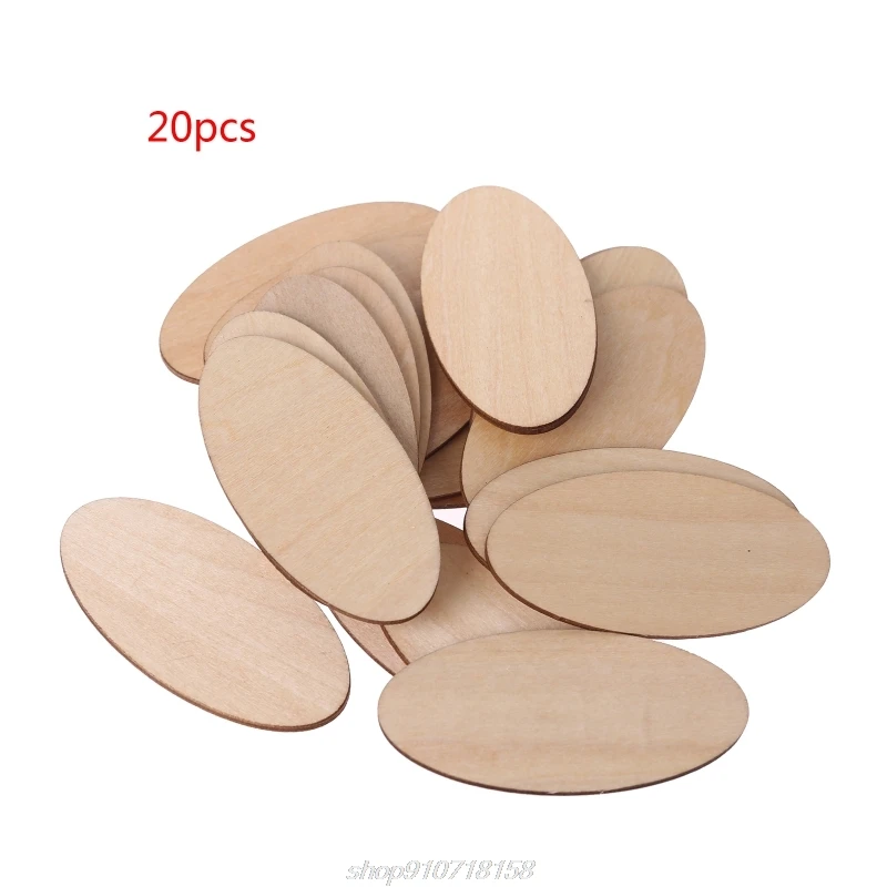 10/20/30pcs Oval Wooden Slices Chips Unfinished Cutout Name Tags DIY Scrapbooking Arts Crafts Projects D25 20 Dropshipping