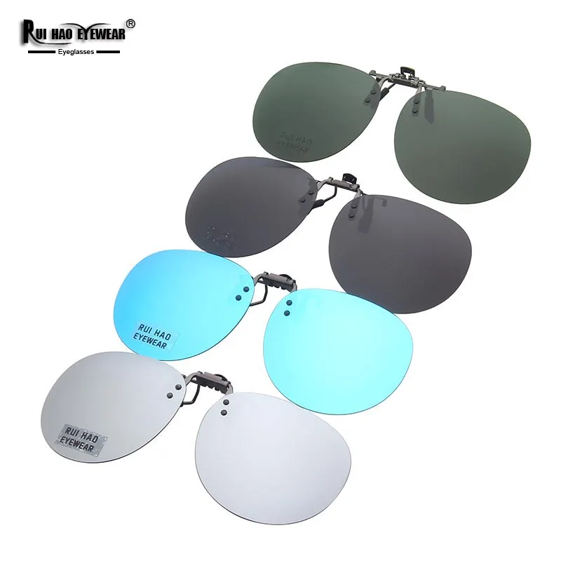 Can Be Flip Up Clip-on Sunglasses 4 Color Round Glasses Clip on Sunglasses Polarized Sun Glasses Install on Existing Glasses