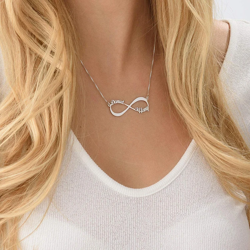 Aangepaste Naam Ketting Gepersonaliseerd Goud Zilver Roestvrij Staal Infinity Hanger Vriendschap Ketting Sieraden Beste Vriend Cadeau